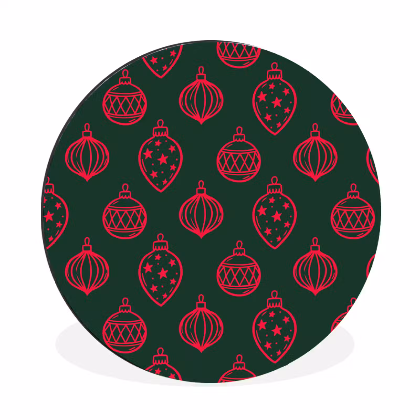 Alu-Dibond-Bild Rund - Weihnachtskugel – Rot – Grün — 1