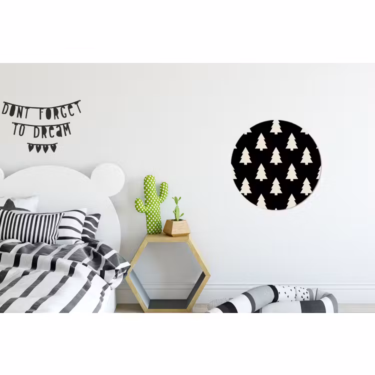 Alu-Dibond-Bild Rund - Weihnachtsbaum – Schwarz – Weiß — 4
