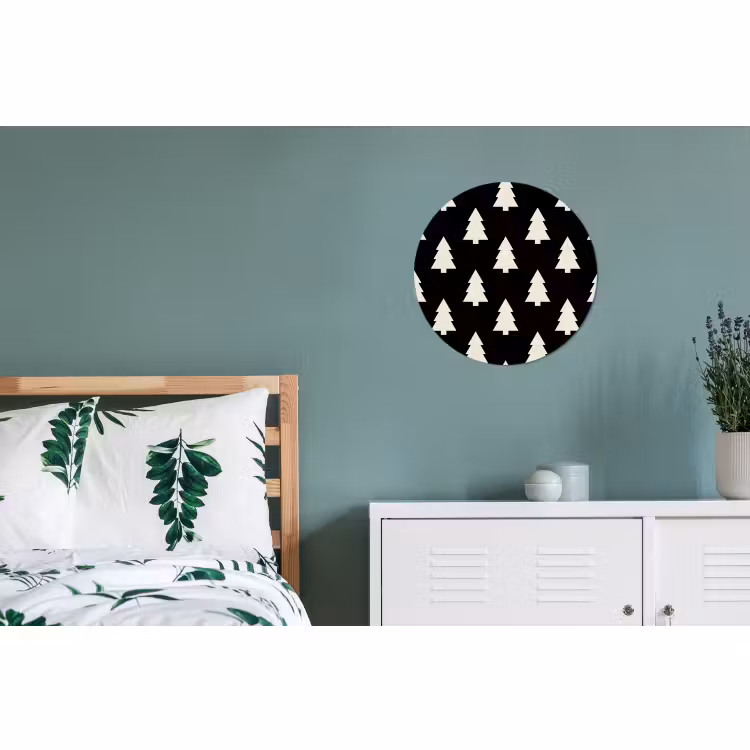 Alu-Dibond-Bild Rund - Weihnachtsbaum – Schwarz – Weiß — 5