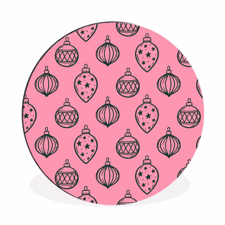 Alu-Dibond-Bild Rund - Weihnachtskugel – Grün – Rosa — 1