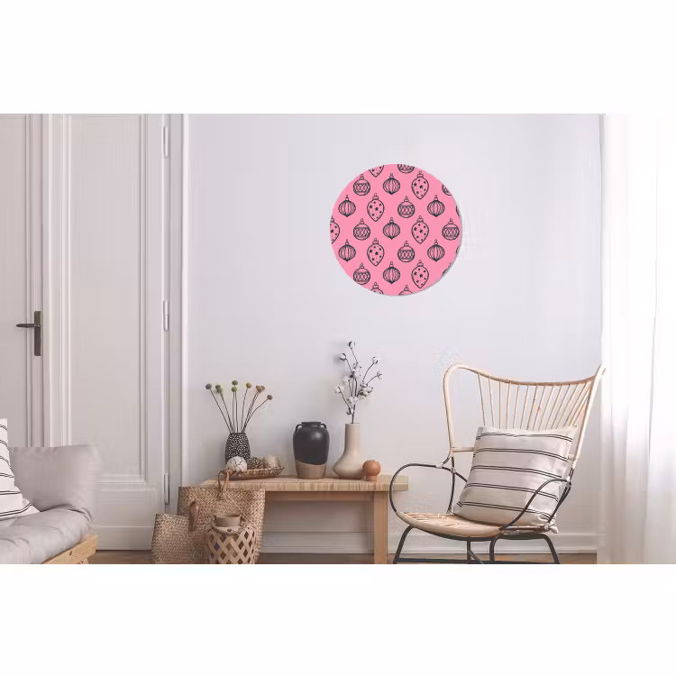 Alu-Dibond-Bild Rund - Weihnachtskugel – Grün – Rosa — 2