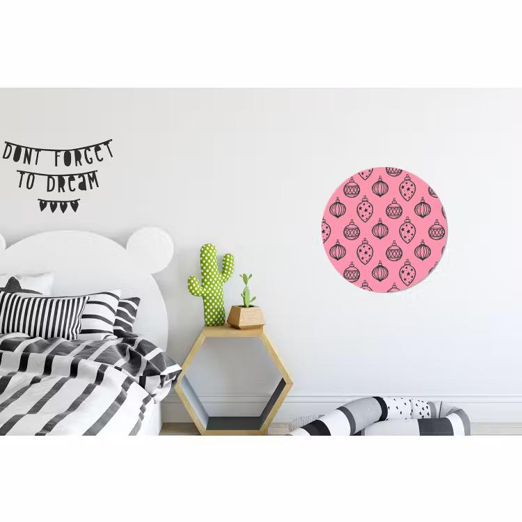 Alu-Dibond-Bild Rund - Weihnachtskugel – Grün – Rosa — 4