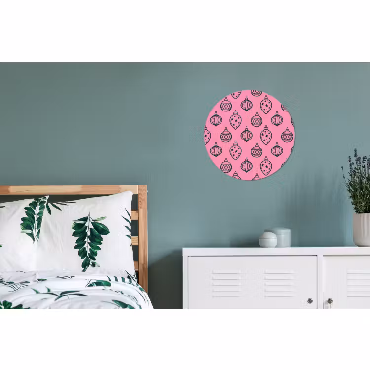 Alu-Dibond-Bild Rund - Weihnachtskugel – Grün – Rosa — 5