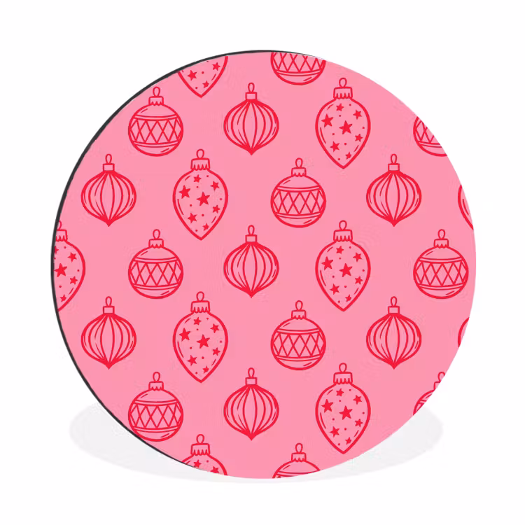 Alu-Dibond-Bild Rund - Weihnachtskugel – Rosa – Rot — 1