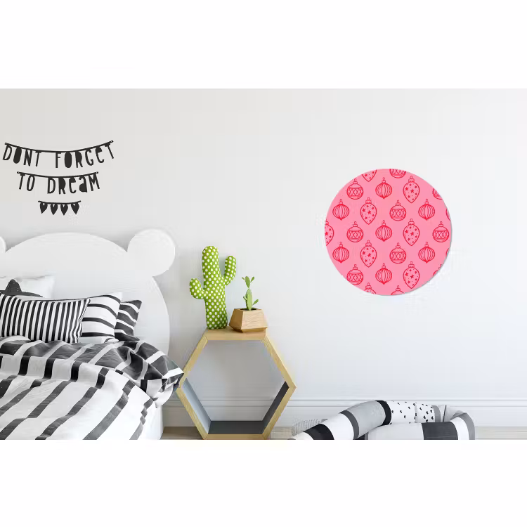 Alu-Dibond-Bild Rund - Weihnachtskugel – Rosa – Rot — 4
