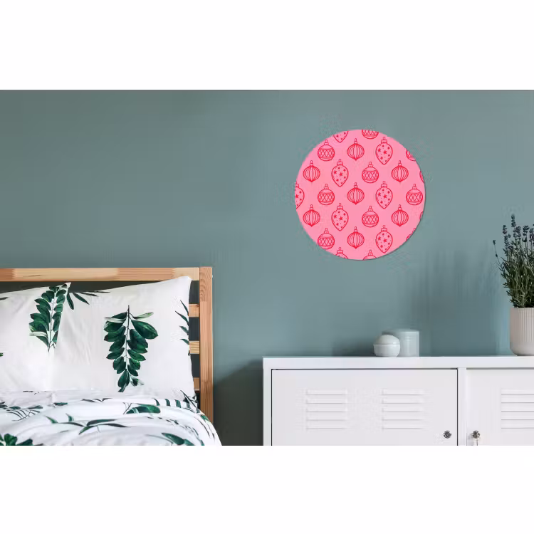 Alu-Dibond-Bild Rund - Weihnachtskugel – Rosa – Rot — 5