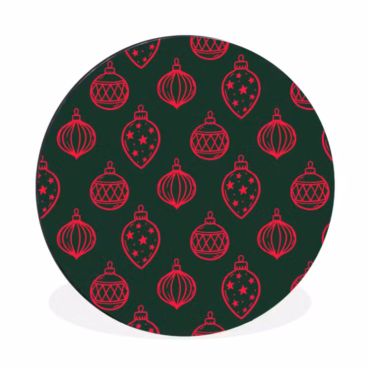 Alu-Dibond-Bild Rund - Weihnachtskugel – Rot – Grün — 1