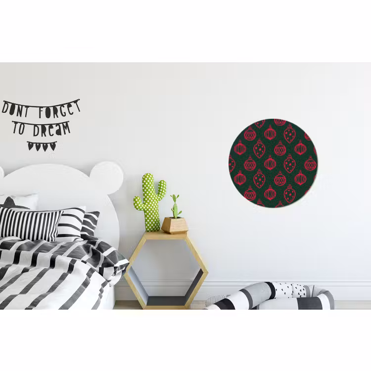 Alu-Dibond-Bild Rund - Weihnachtskugel – Rot – Grün — 4