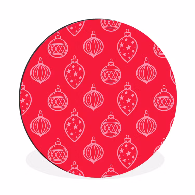 Alu-Dibond-Bild Rund - Weihnachtskugel – Rot – Rosa — 1