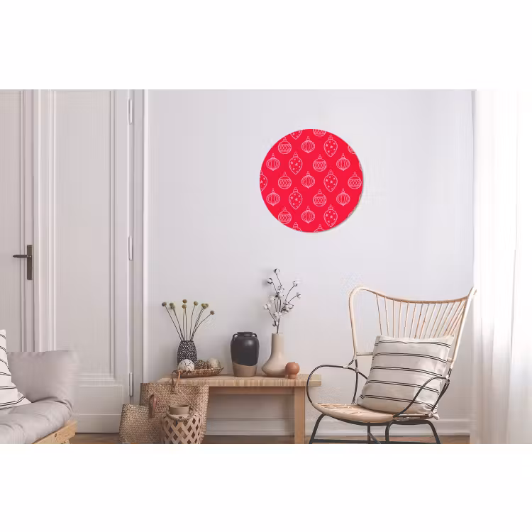 Alu-Dibond-Bild Rund - Weihnachtskugel – Rot – Rosa — 2
