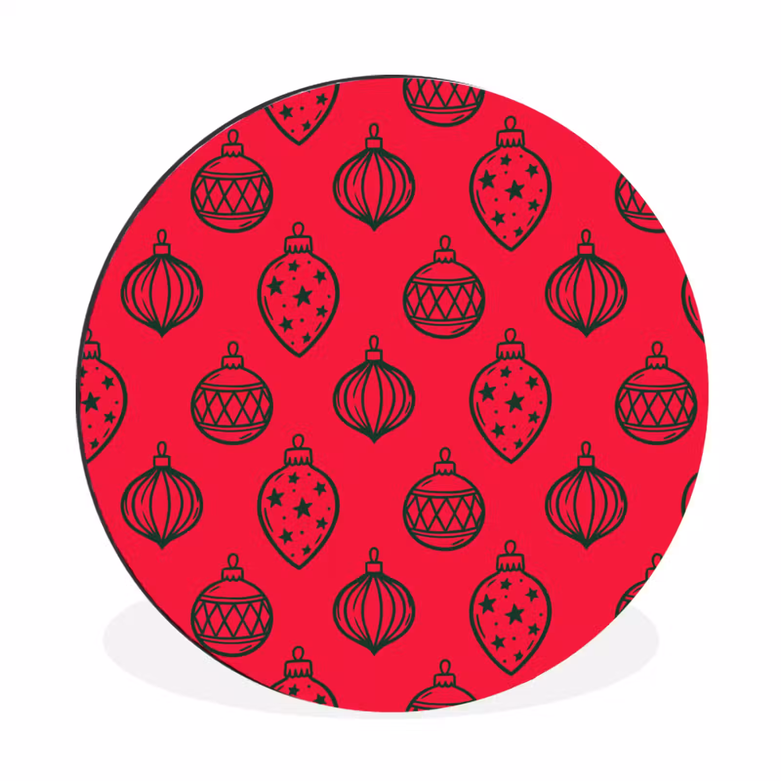 Alu-Dibond-Bild Rund - Weihnachtskugel – Grün – Rot — 1