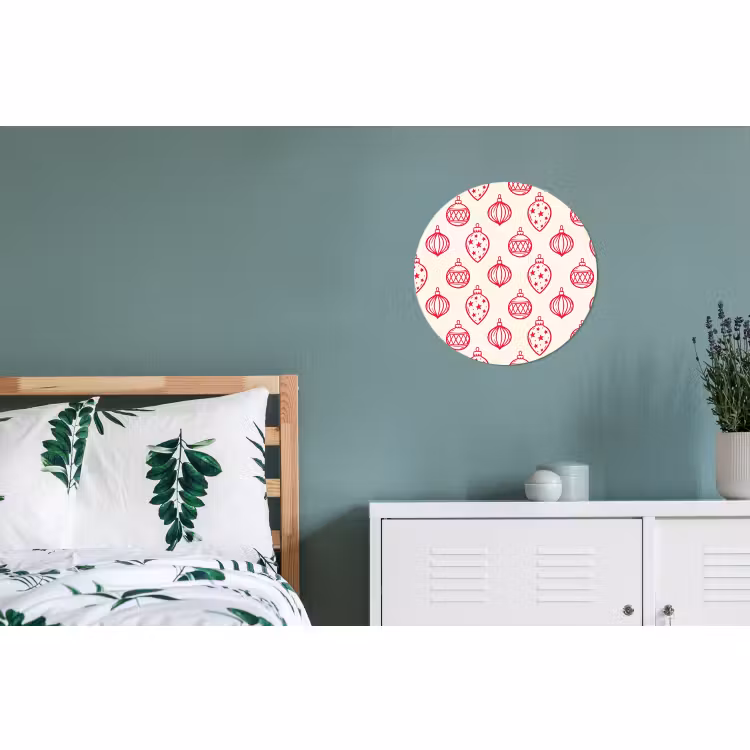 Alu-Dibond-Bild Rund - Weihnachtskugel – Creme – Rot — 5