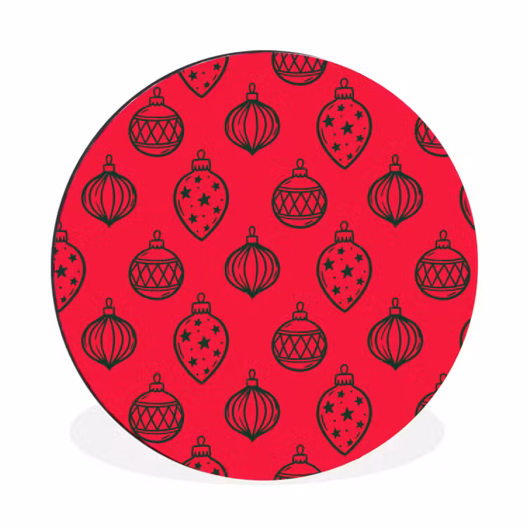 Alu-Dibond-Bild Rund - Weihnachtskugel – Grün – Rot — 1