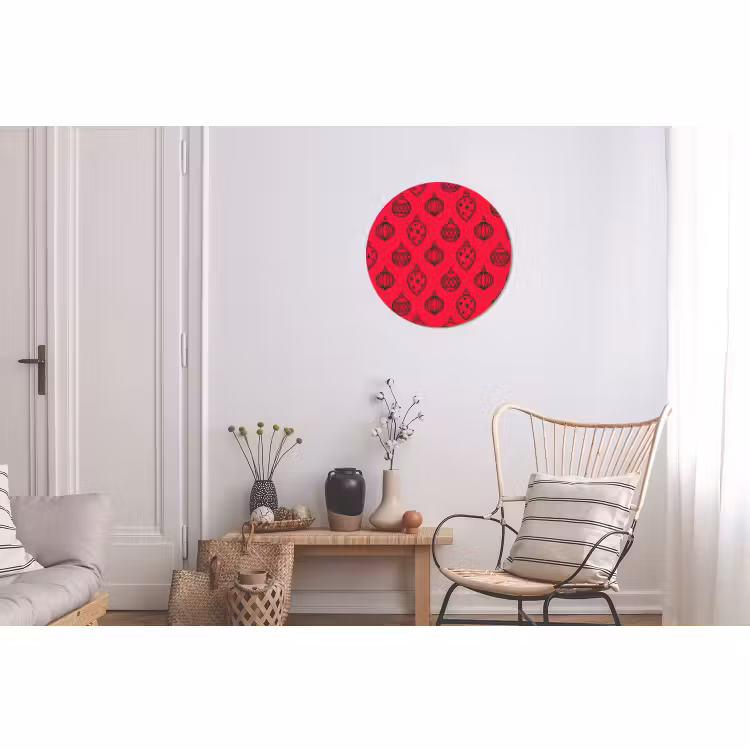 Alu-Dibond-Bild Rund - Weihnachtskugel – Grün – Rot — 2
