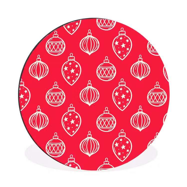 Alu-Dibond-Bild Rund - Weihnachtskugel – Rot – Weiß — 1