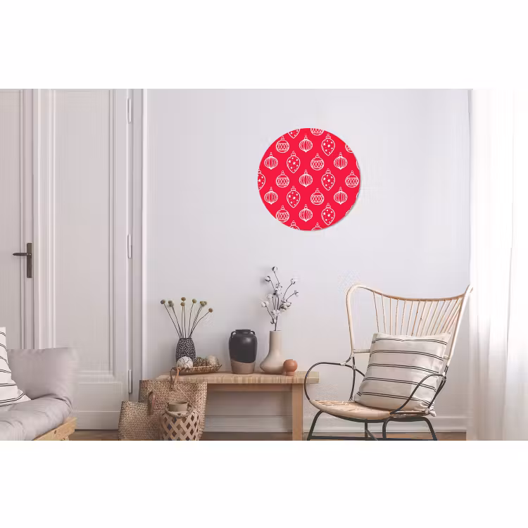 Alu-Dibond-Bild Rund - Weihnachtskugel – Rot – Weiß — 2