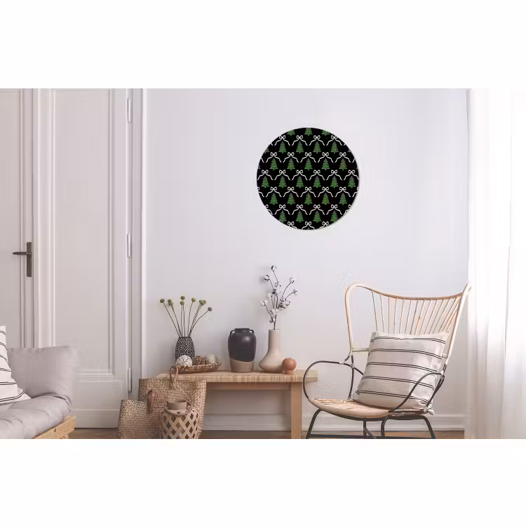 Alu-Dibond-Bild Rund - Weihnachten – Schwarz – Weiß – Schleife — 2