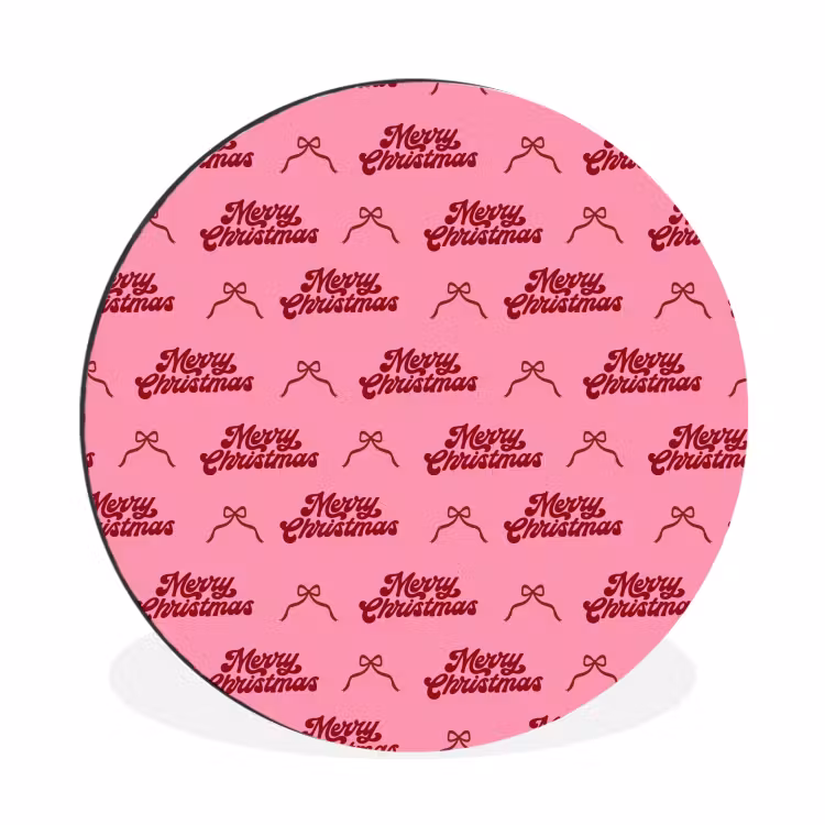 Alu-Dibond-Bild Rund - Text – Rosa – Rot – Schleife — 1