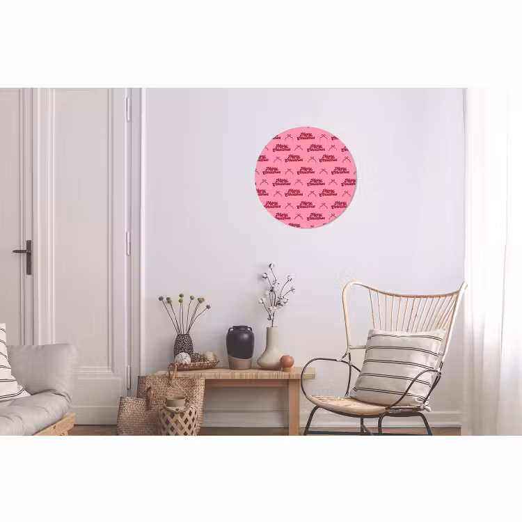 Alu-Dibond-Bild Rund - Text – Rosa – Rot – Schleife — 2