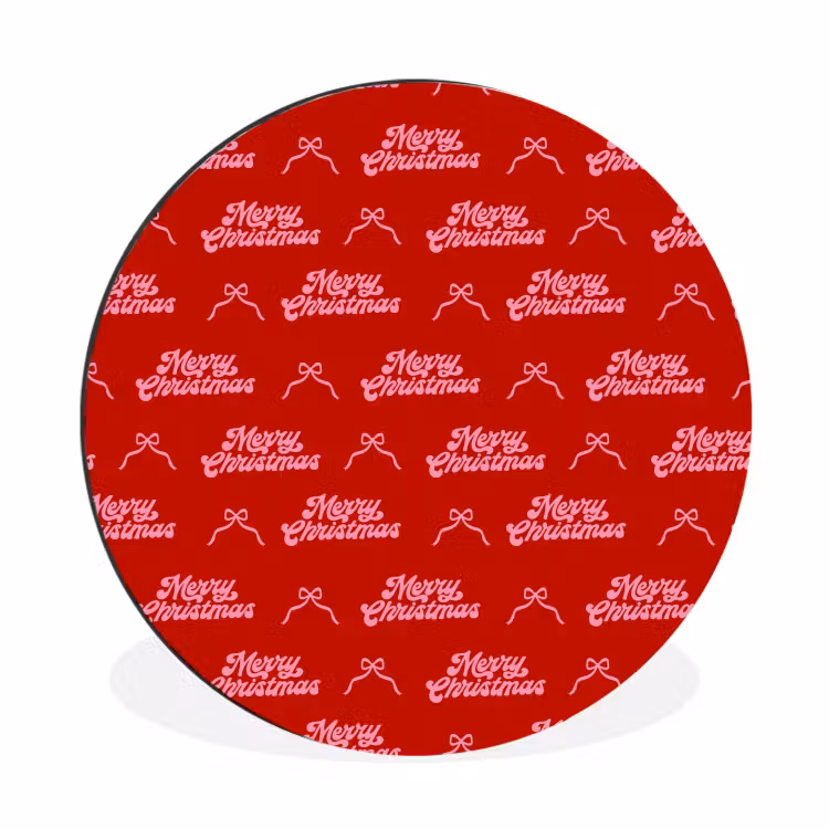 Alu-Dibond-Bild Rund - Text – Schleife – Rosa – Rot — 1