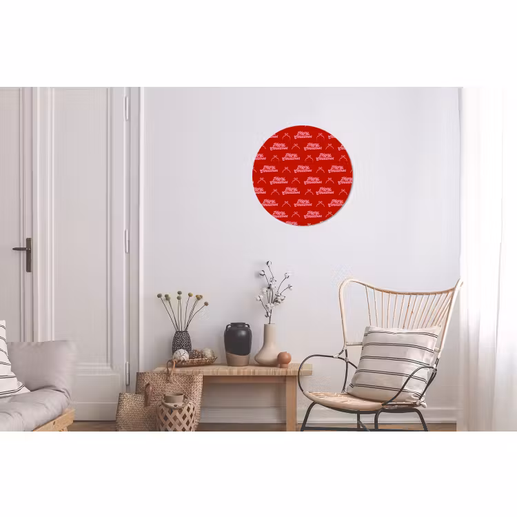 Alu-Dibond-Bild Rund - Text – Schleife – Rosa – Rot — 2