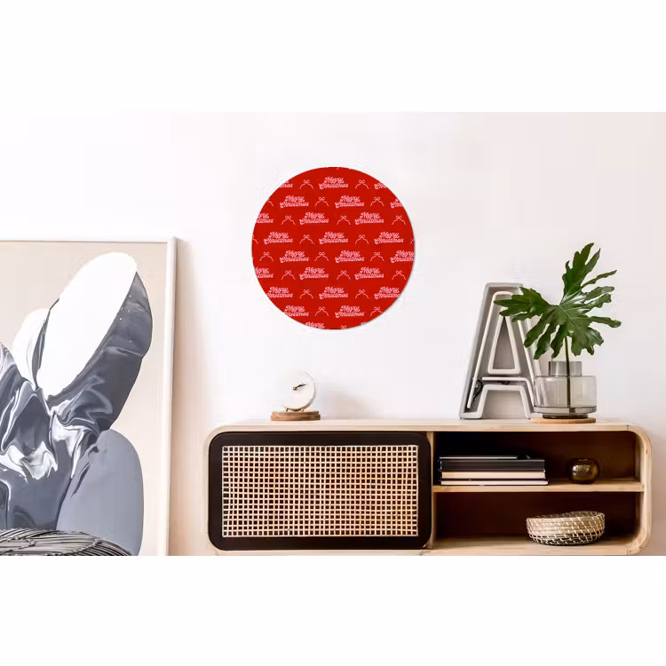 Alu-Dibond-Bild Rund - Text – Schleife – Rosa – Rot — 3