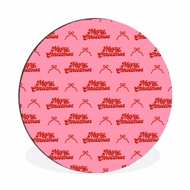 Alu-Dibond-Bild Rund - Text – Schleife – Rot – Rosa — 1