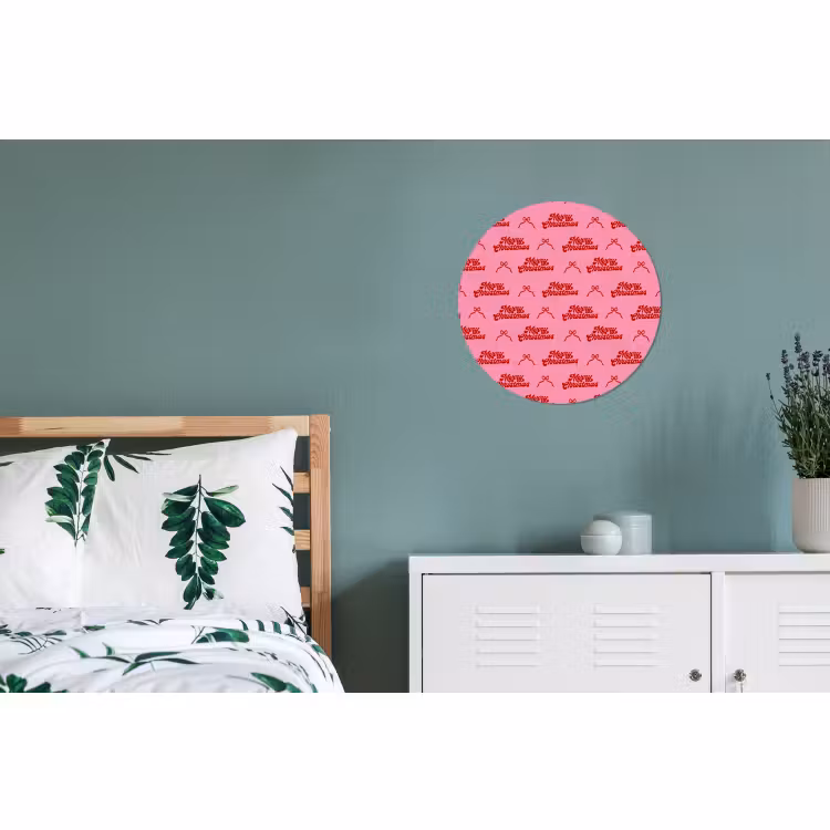 Alu-Dibond-Bild Rund - Text – Schleife – Rot – Rosa — 5