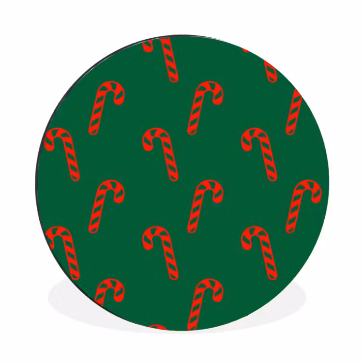 Alu-Dibond-Bild Rund - Weihnachten – Grün – Rot – Zuckerstange — 1