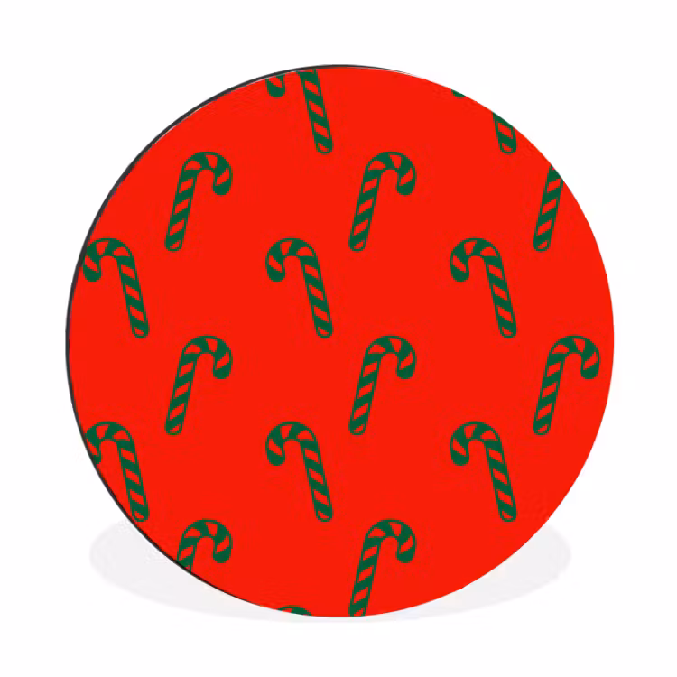 Alu-Dibond-Bild Rund - Weihnachten – Rot – Grün – Zuckerstange — 1