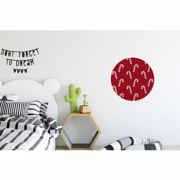 Alu-Dibond-Bild Rund - Weihnachten – Rot – Weiß – Zuckerstange — 4