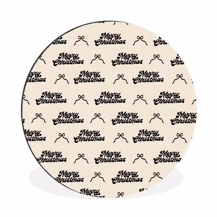 Alu-Dibond-Bild Rund - Text – Creme – Schwarz – Weihnachten — 1