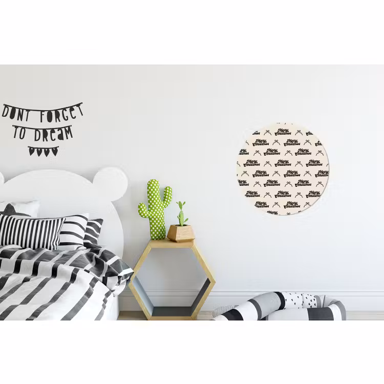 Alu-Dibond-Bild Rund - Text – Creme – Schwarz – Weihnachten — 4