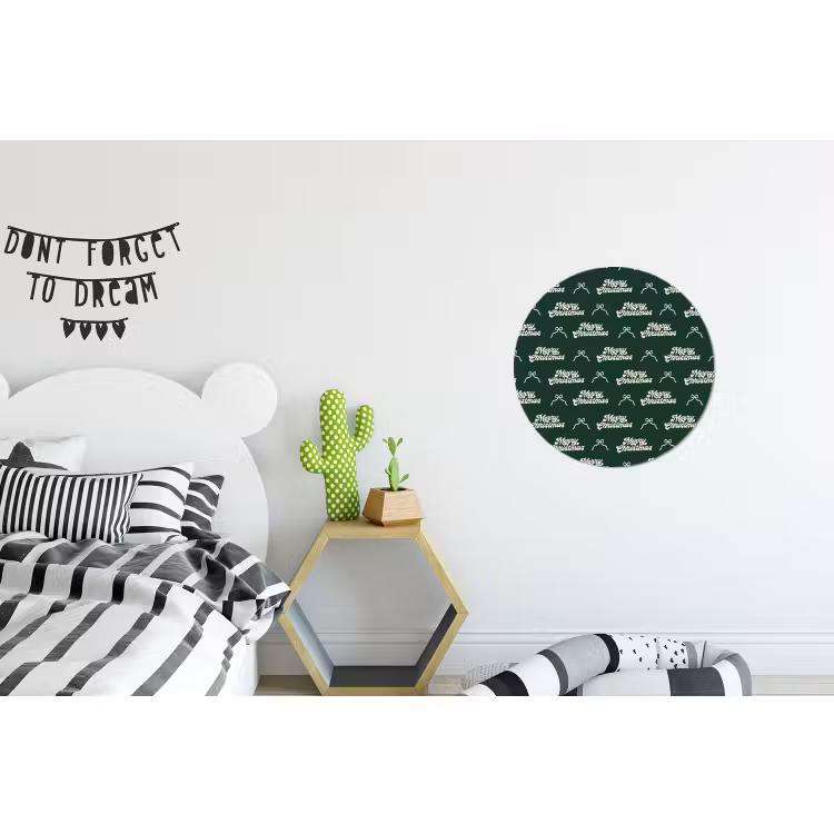 Alu-Dibond-Bild Rund - Text – Grün – Weiß – Text — 4