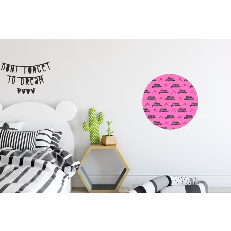 Alu-Dibond-Bild Rund - Text – Neon – Rosa – Weihnachten — 4