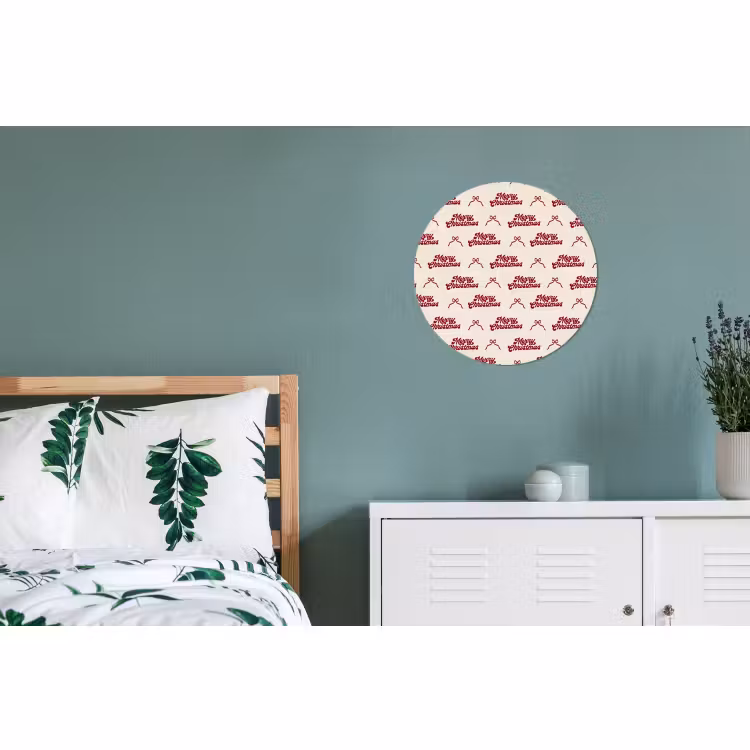 Alu-Dibond-Bild Rund - Text – Rot – Creme – Schleife — 5