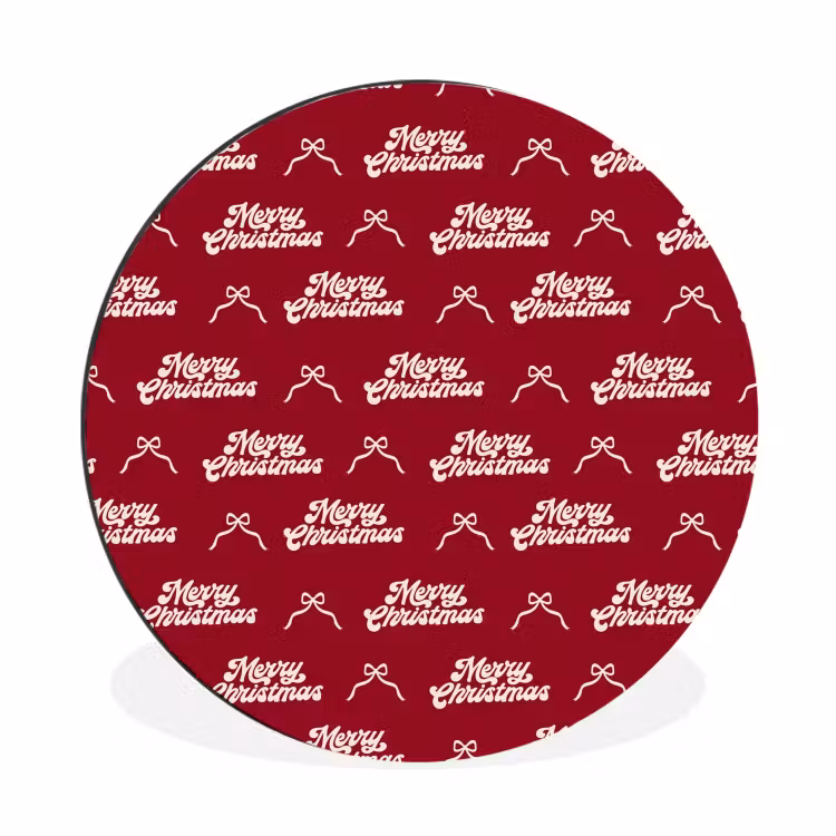 Alu-Dibond-Bild Rund - Text – Rot – Weiß – Schleife — 1