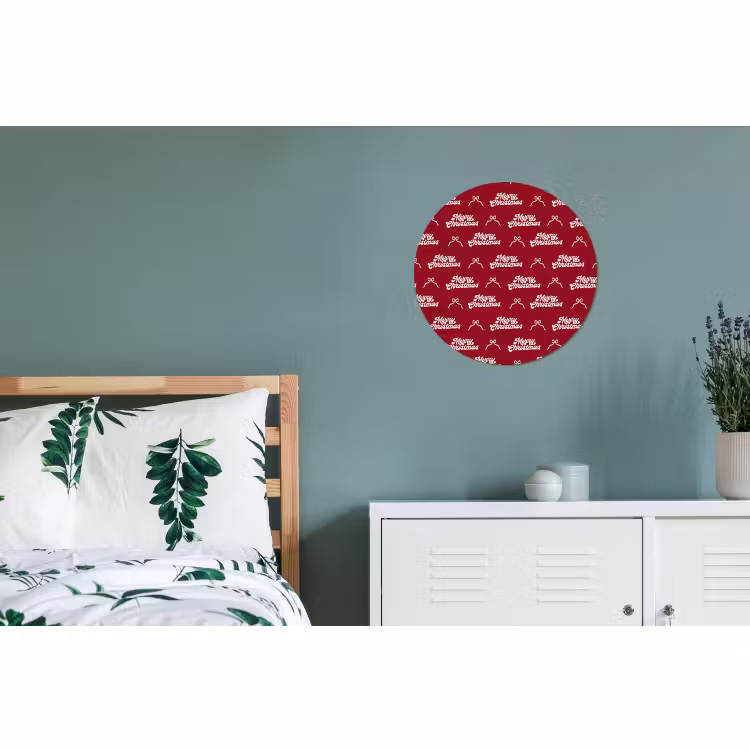 Alu-Dibond-Bild Rund - Text – Rot – Weiß – Schleife — 5