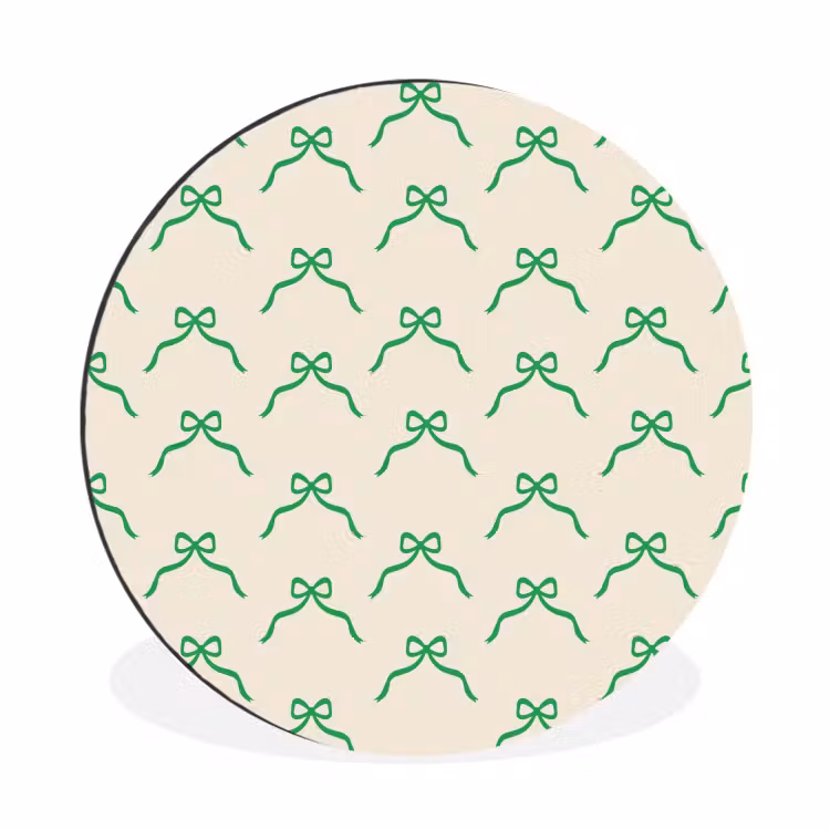 Alu-Dibond-Bild Rund - Schleife – Creme – Grün – Weihnachten — 1