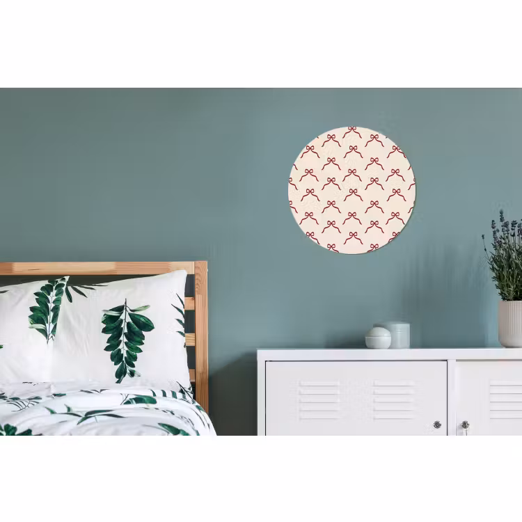 Alu-Dibond-Bild Rund - Schleife – Rot – Creme – Weihnachten — 5