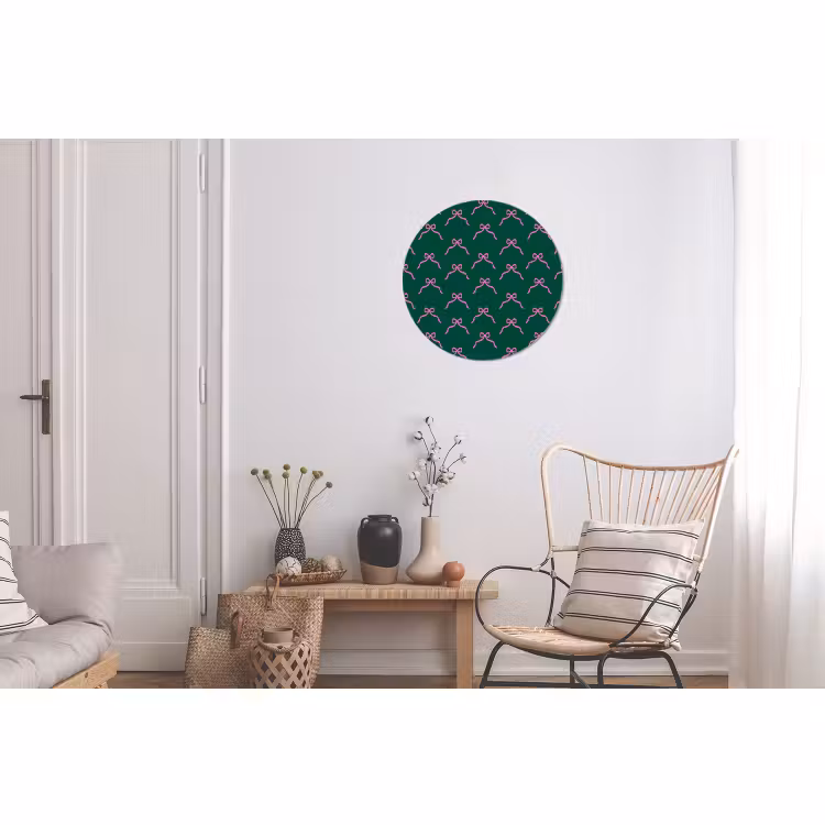 Alu-Dibond-Bild Rund - Weihnachten – Neon – Grün – Schleife — 2