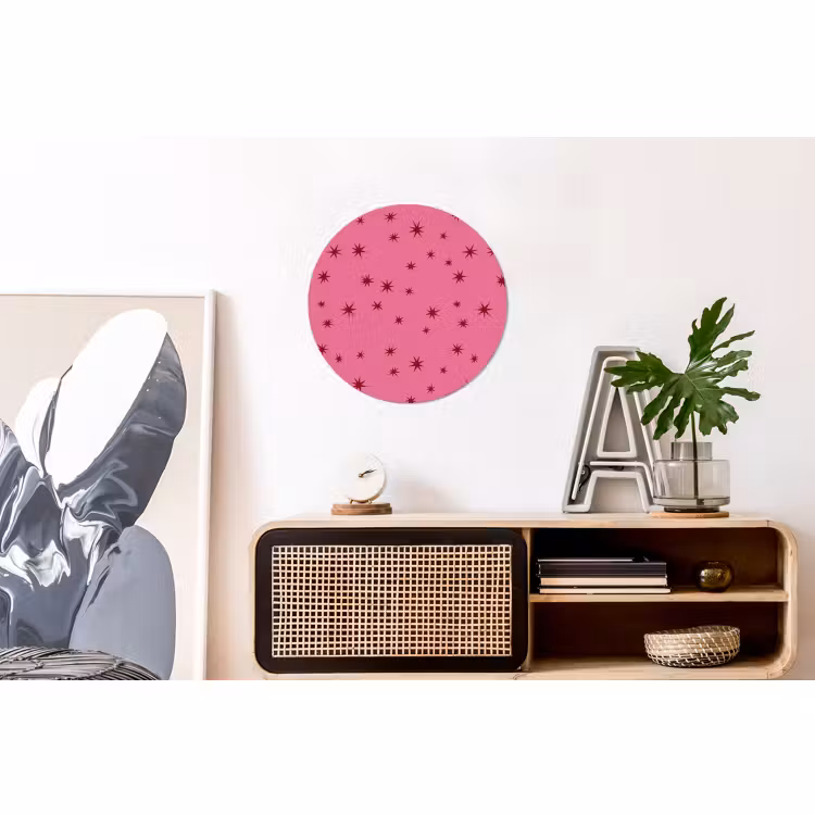 Alu-Dibond-Bild Rund - Weihnachten – Stern – Rot – Rosa — 3