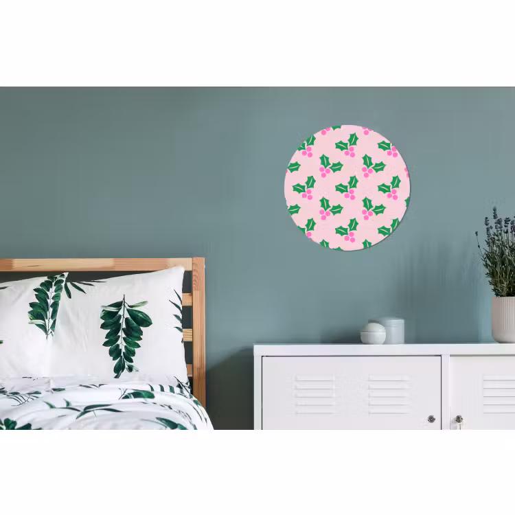 Alu-Dibond-Bild Rund - Weihnachten – Stechpalme – Rosa — 5