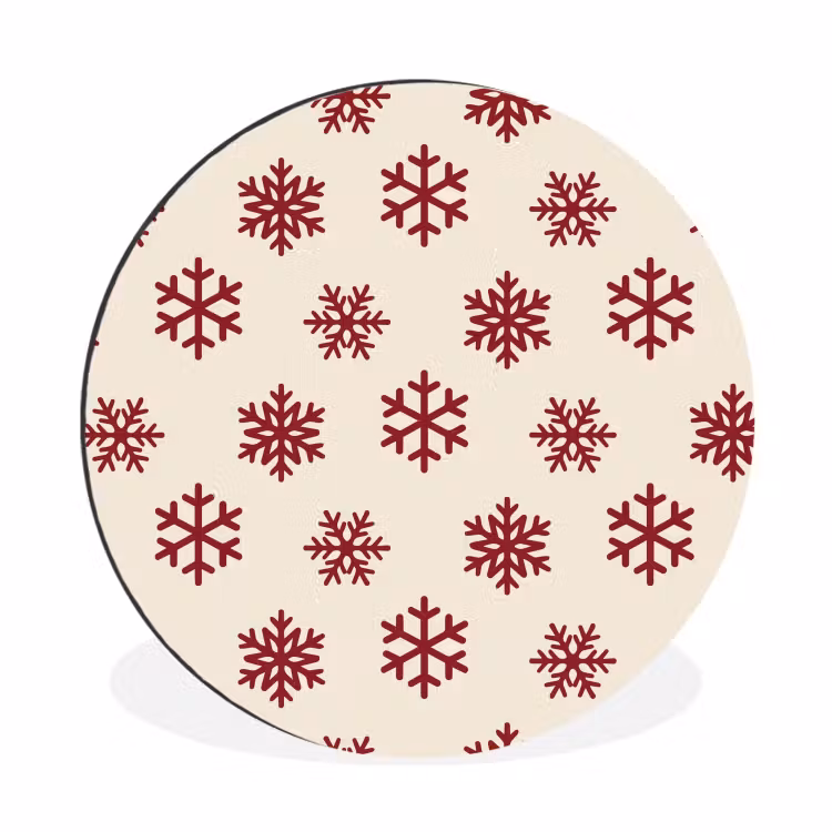Alu-Dibond-Bild Rund - Schneeflocke – Creme – Rot — 1