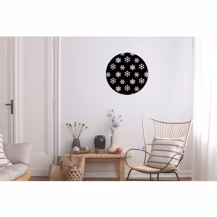 Alu-Dibond-Bild Rund - Schneeflocke – Schwarz – Weiß – Weihnachten — 2