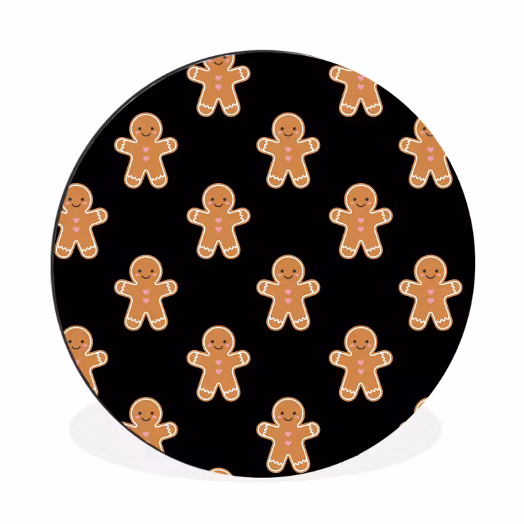Alu-Dibond-Bild Rund - Lebkuchen – Weihnachten – Schwarz — 1