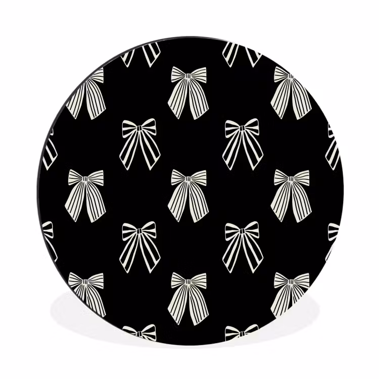 Alu-Dibond-Bild Rund - Schleifen – Weihnachten – Creme – Schwarz — 1