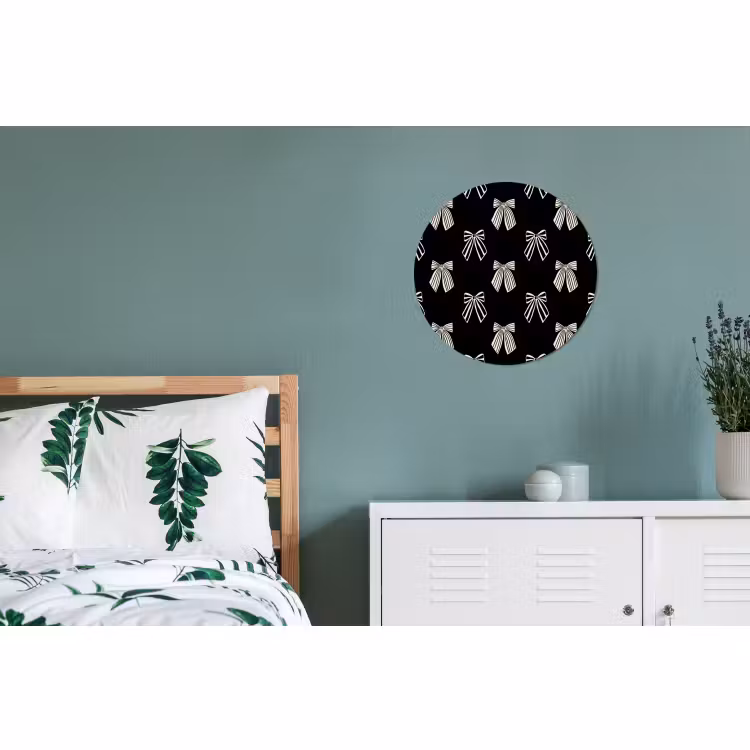 Alu-Dibond-Bild Rund - Schleifen – Weihnachten – Creme – Schwarz — 5