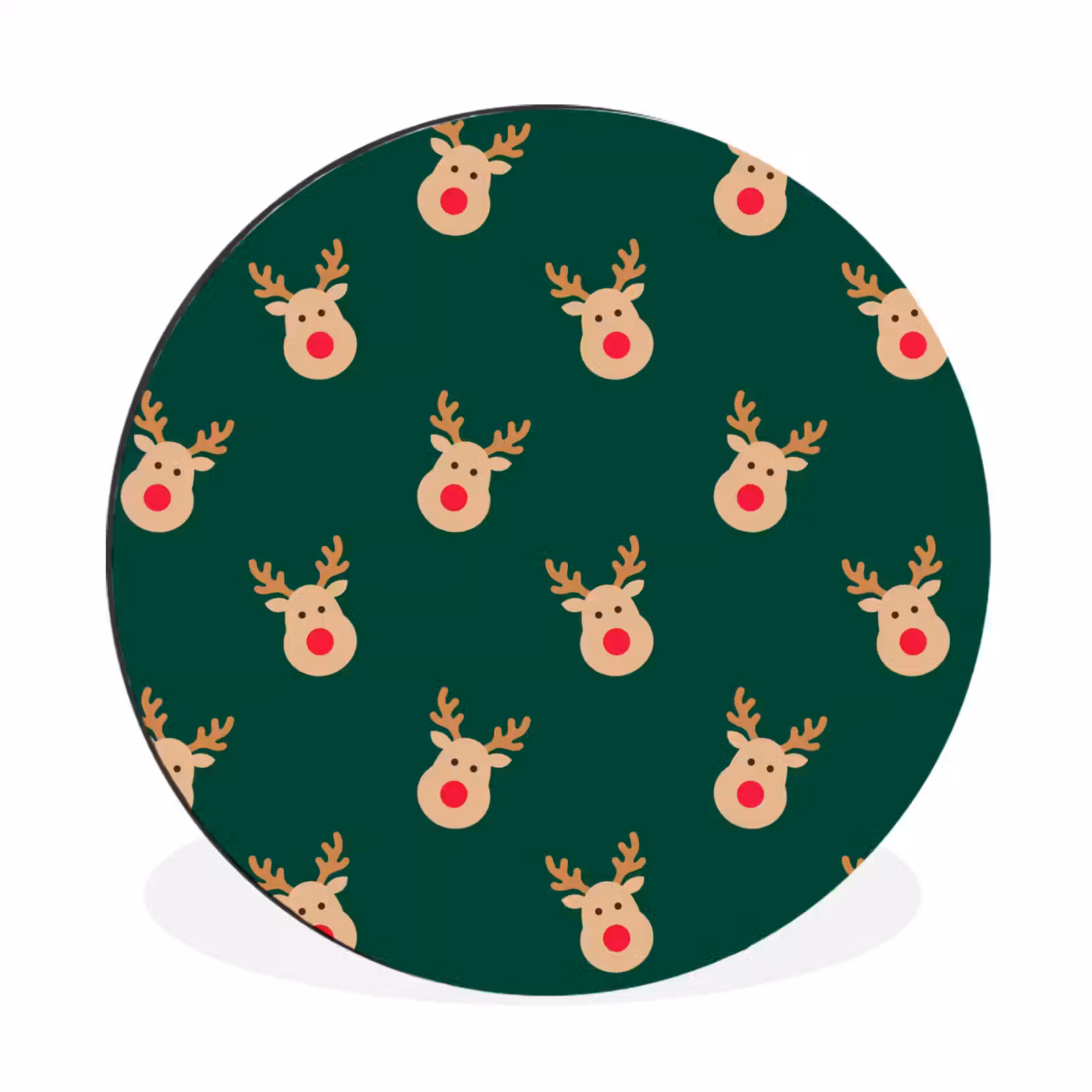 Alu-Dibond-Bild Rund - Rentiere – Weihnachten – Grün — 1