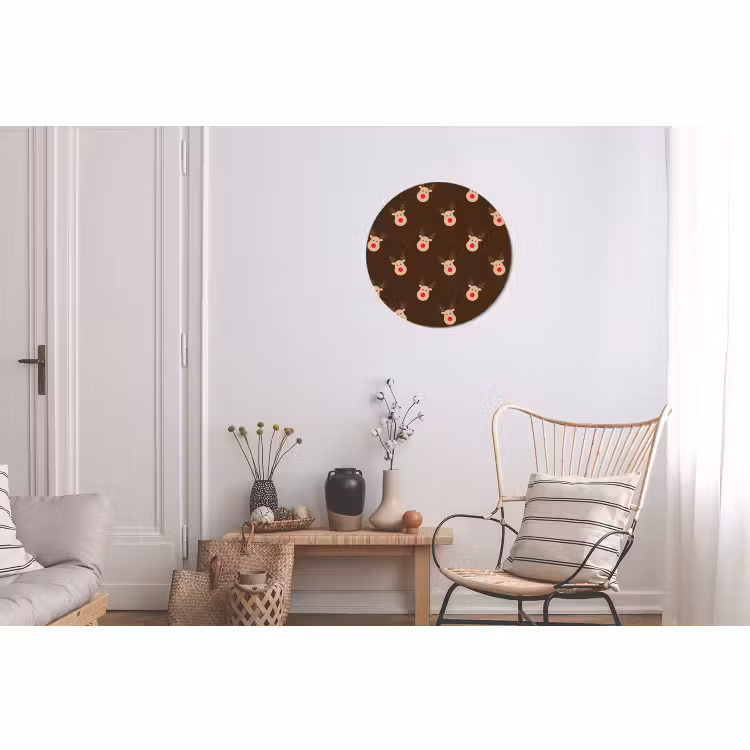 Alu-Dibond-Bild Rund - Rentiere – Weihnachten – Braun — 2